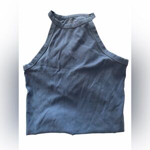 American Eagle Outfitters Blue High-Neck Ribbed Tank Top NWT